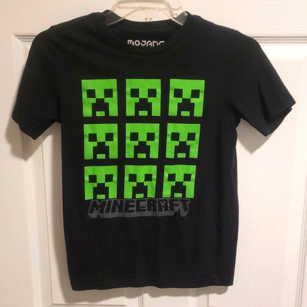 Kids Minecraft Black and Green Creeper T-Shirt Size 8